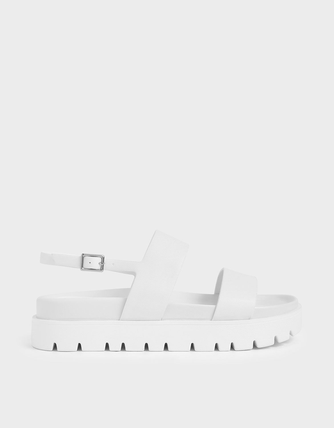 White Flatform Sandals - CHARLES \u0026 KEITH ES