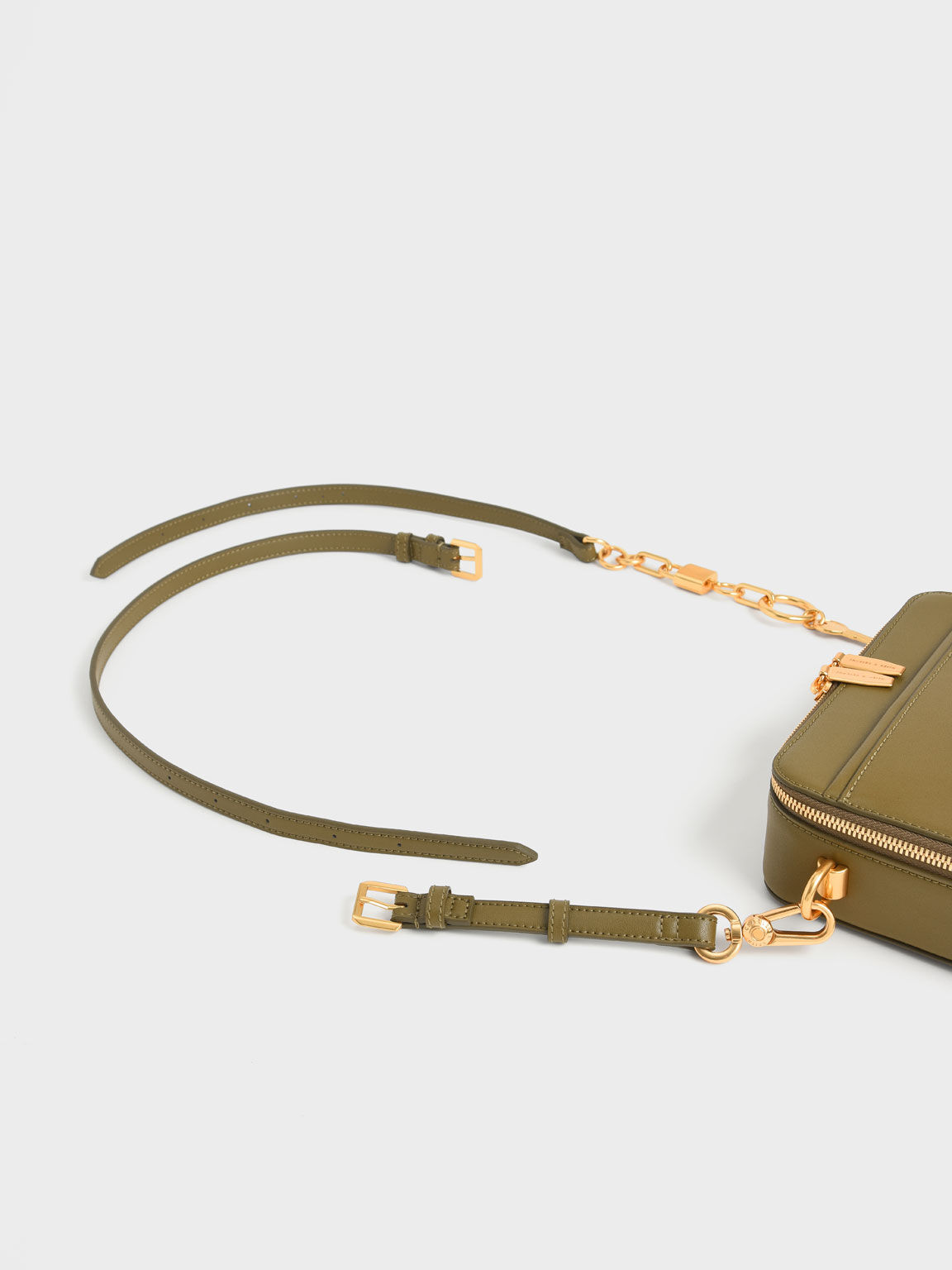 Charles & Keith Crossbody Bag with Chain Strap in Olive-Blue