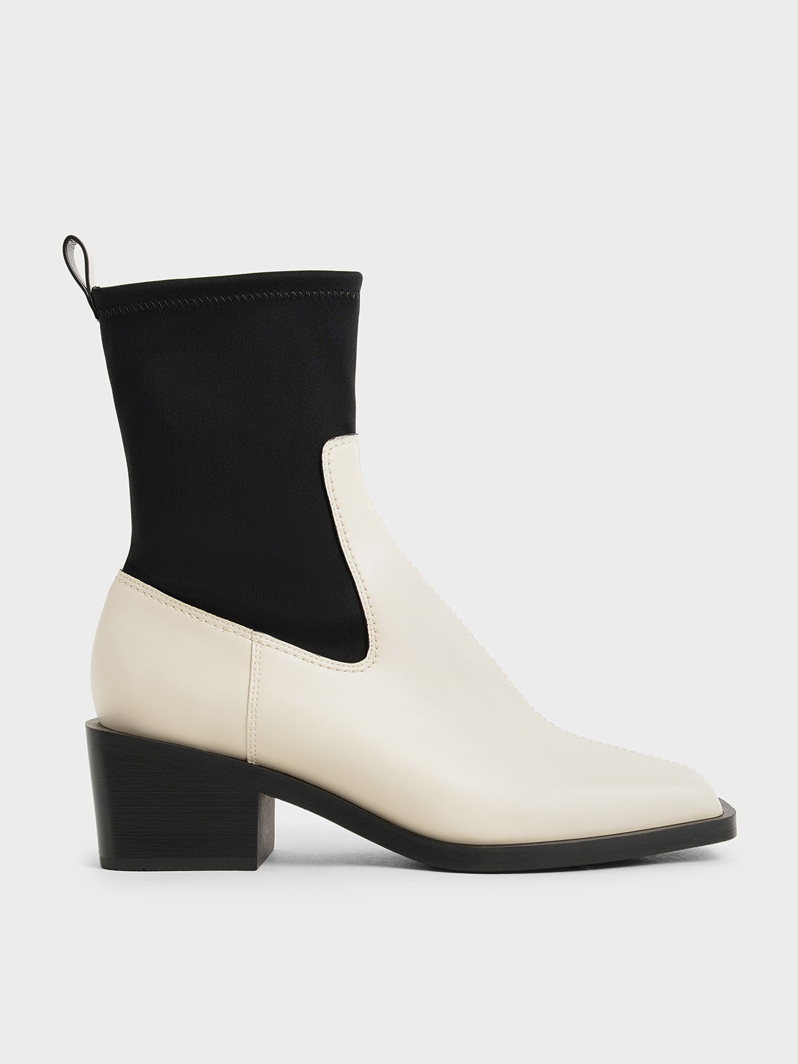Chalk Two-Tone Sock Boots - CHARLES & KEITH SE