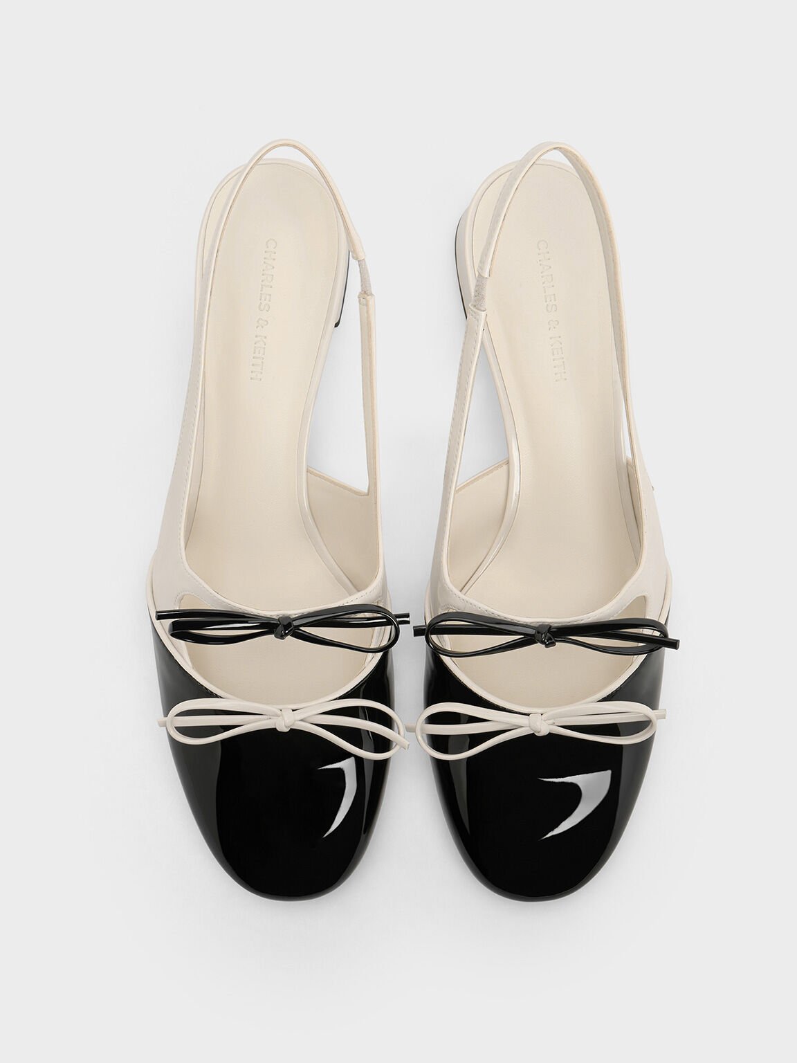 Dorri Two-Tone Double-Bow Slingback Pumps, Chalk, hi-res