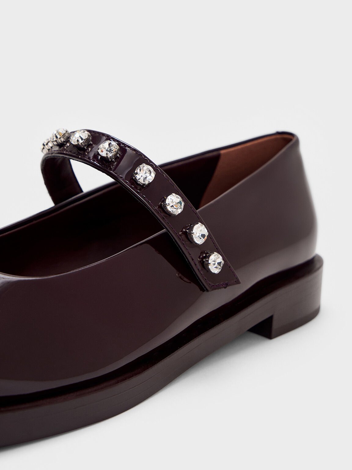 Patent Gem-Encrusted Mary Janes, Maroon, hi-res