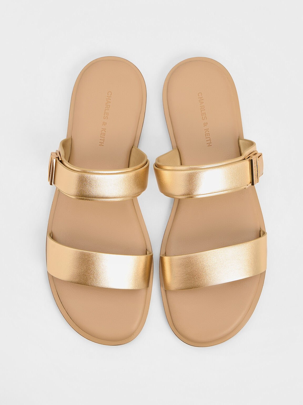 Dove Metallic Double-Strap Sandals, Gold, hi-res