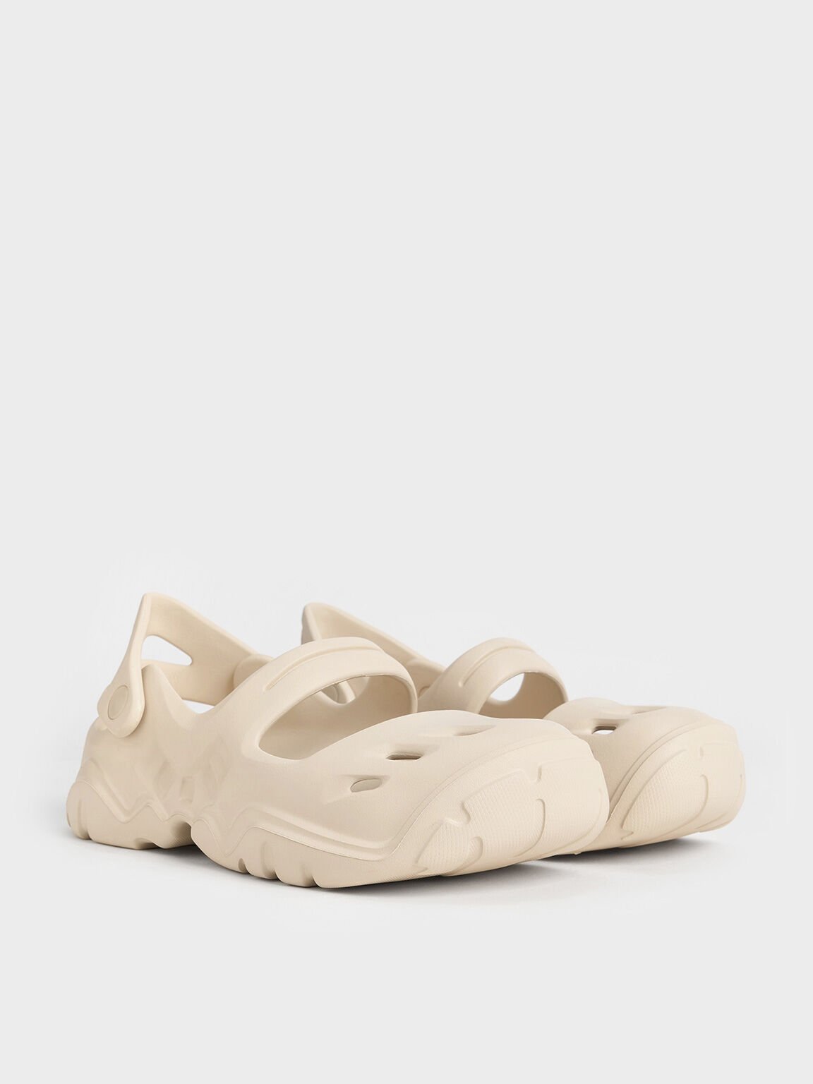 Cut-Out Sports Sandals, Beige, hi-res