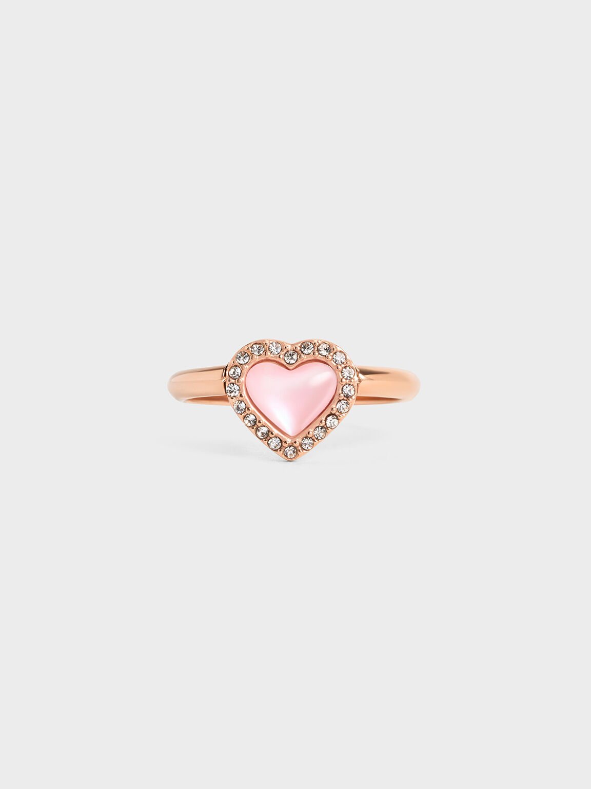 Bague avec cristal en forme de cœur Annalise, Or Rose, hi-res