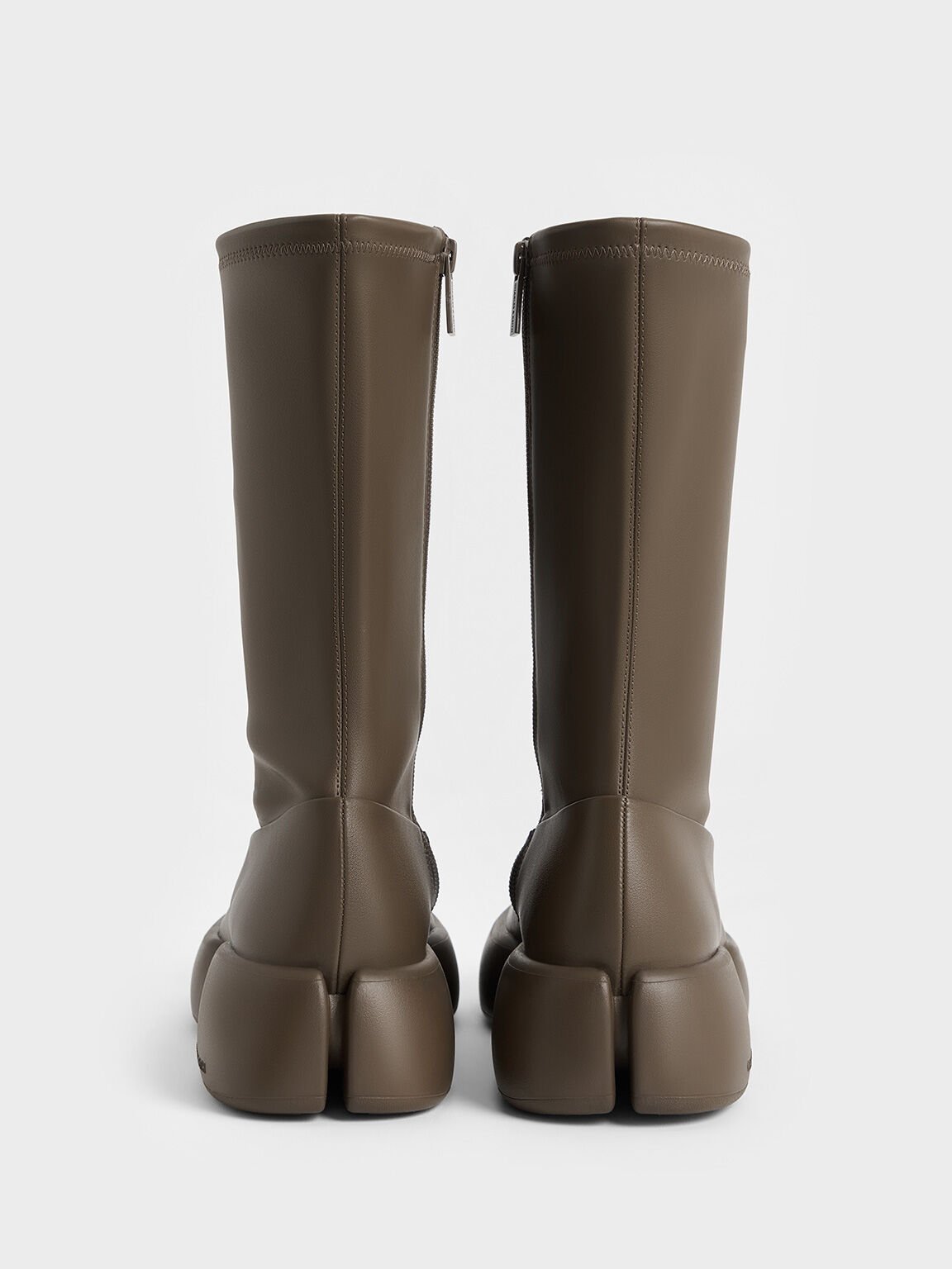 Jamie Side-Zip Platform Calf Boots, Dark Brown, hi-res