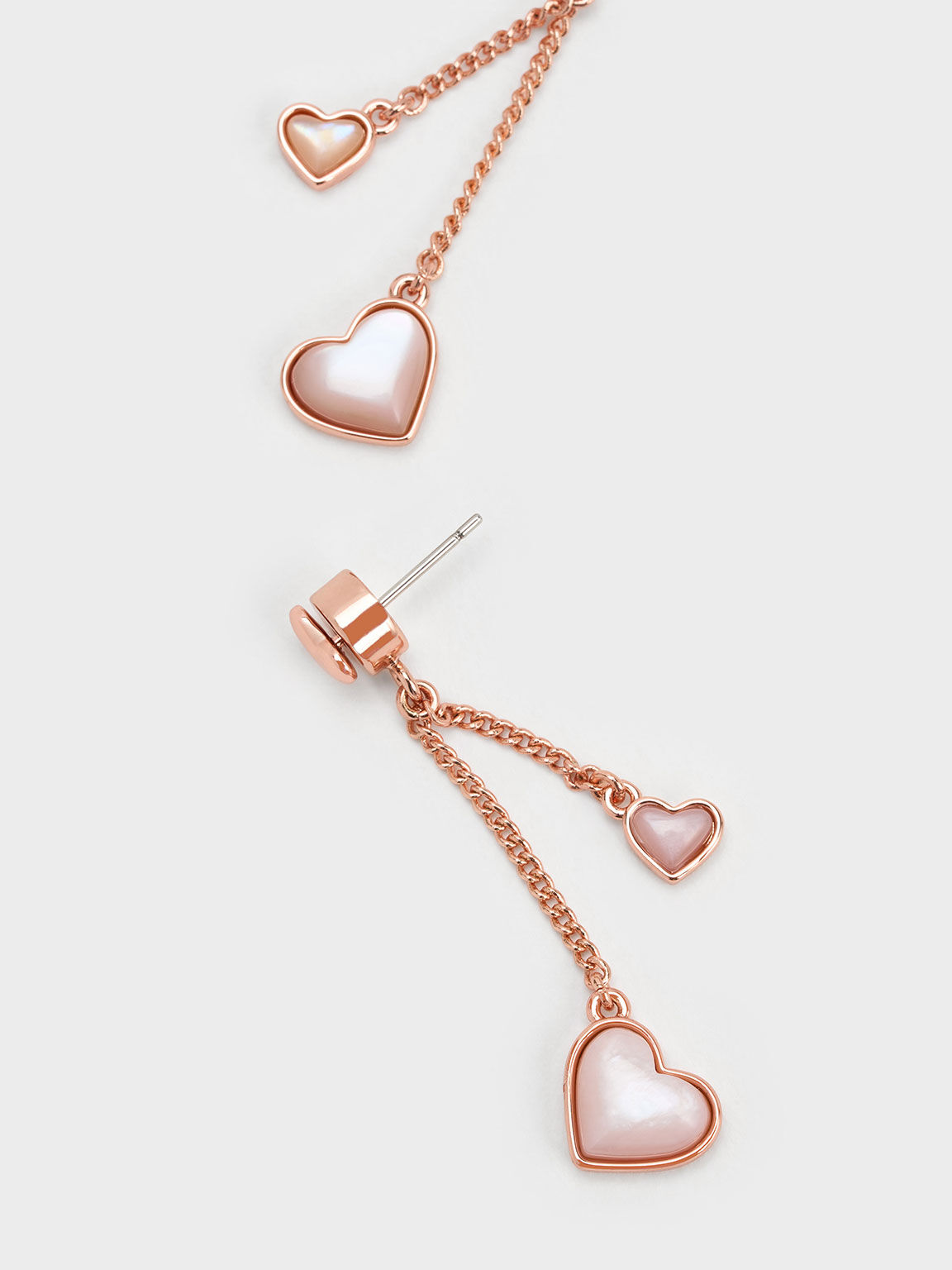 Rose Gold Annalise Double Heart Drop KEITH IE CHARLES & Stone - Earrings