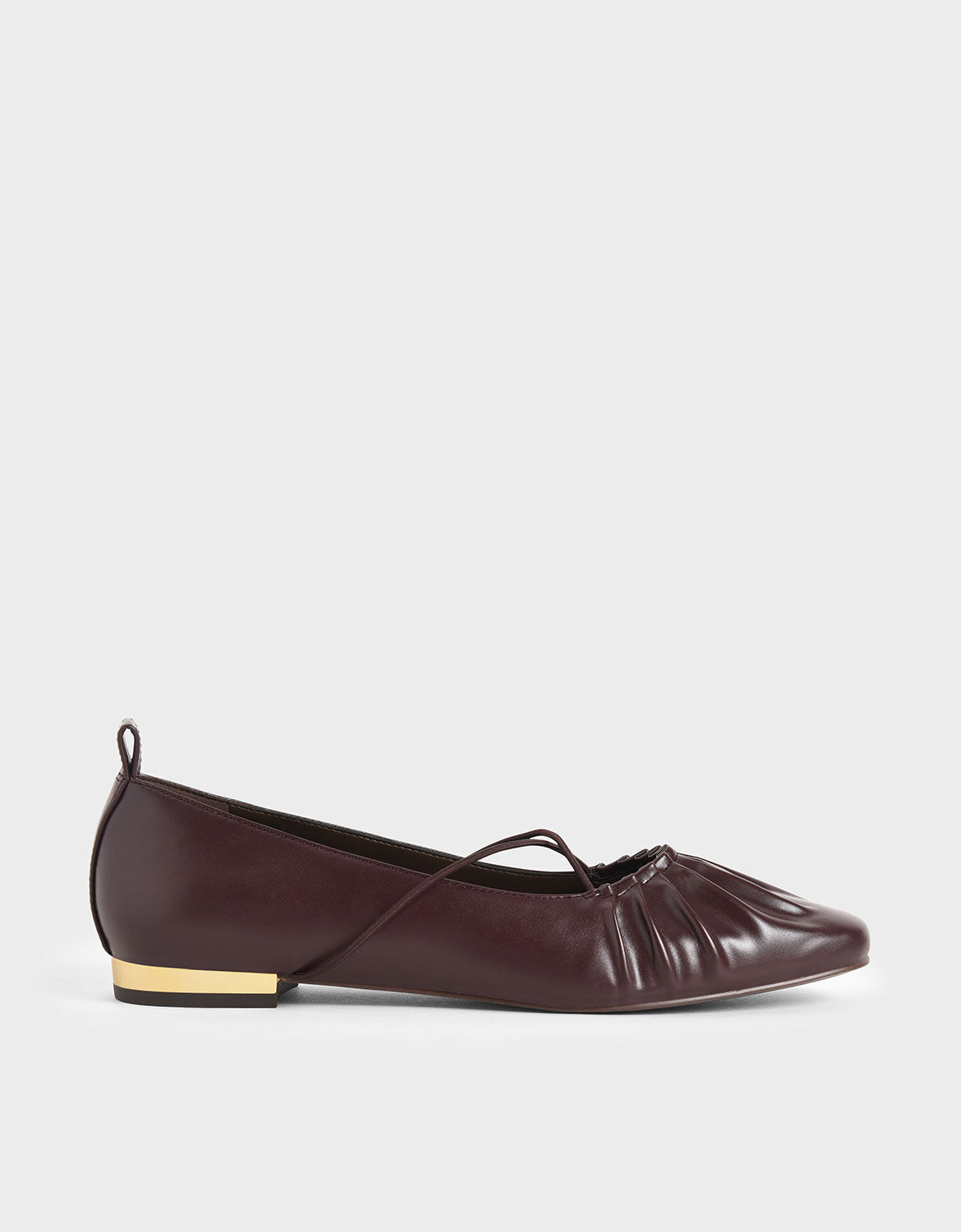 Maroon Criss-Cross Ruched Ballerina 