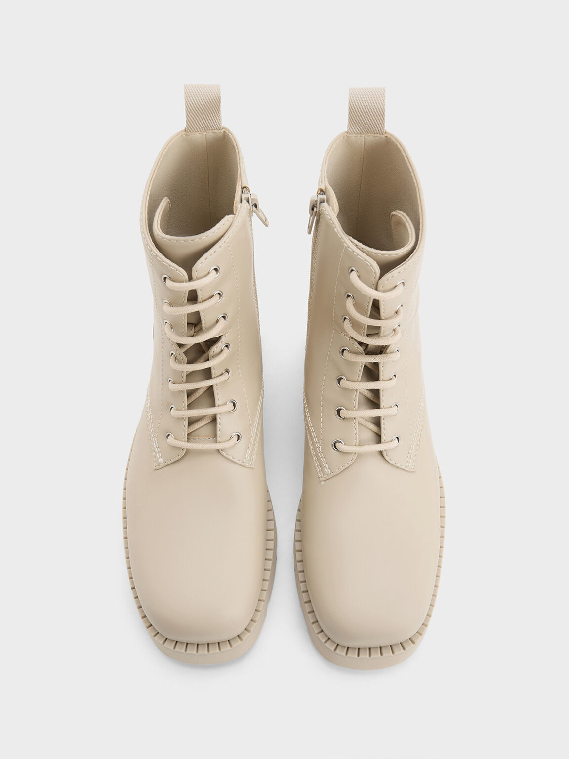 Bottines rangers à lacets avec semelle crantée, Beige, hi-res