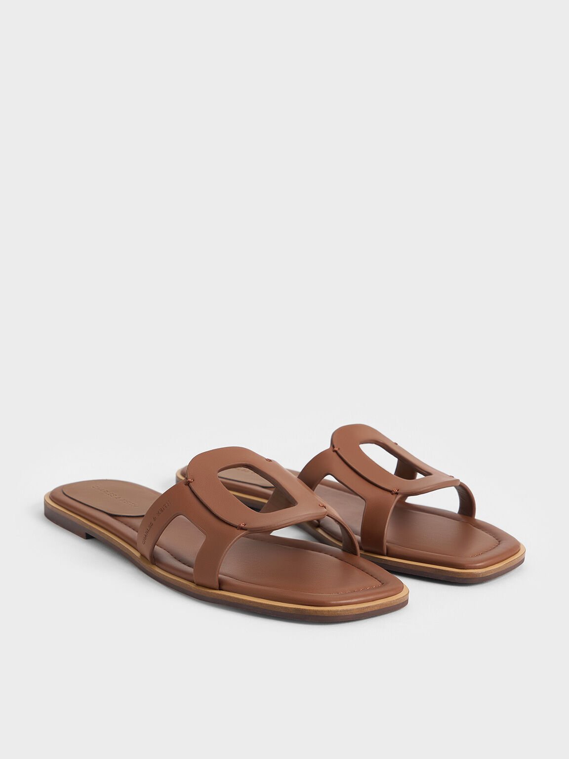 Easley Cut-Out Slide Sandals, Caramel, hi-res