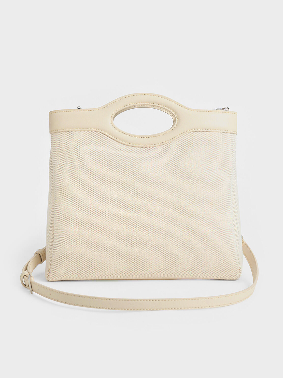 Arwen Canvas Curved-Handle Bag, Beige, hi-res