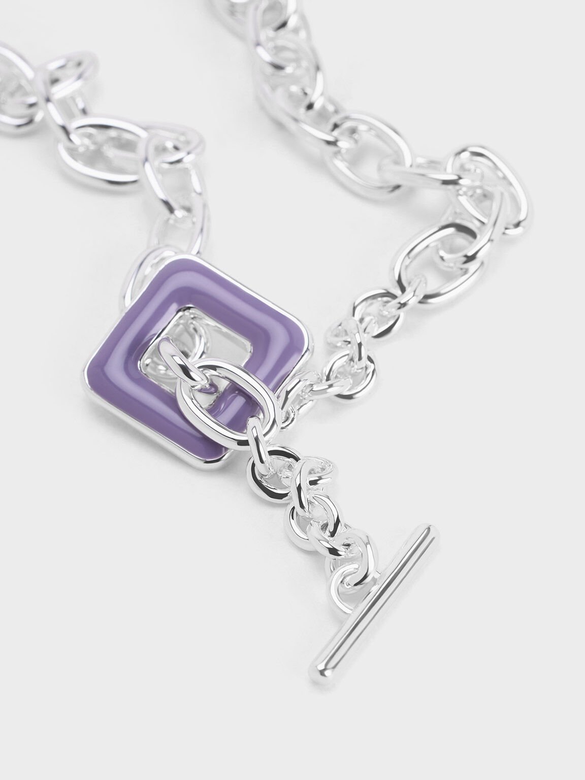 Collier carré à maillon de chaîne Ellowyn, Lilas, hi-res