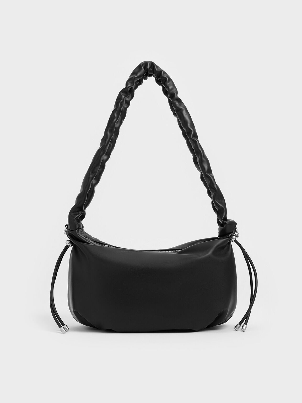 Bolso hobo Maisy con asa fruncida, Noir, hi-res