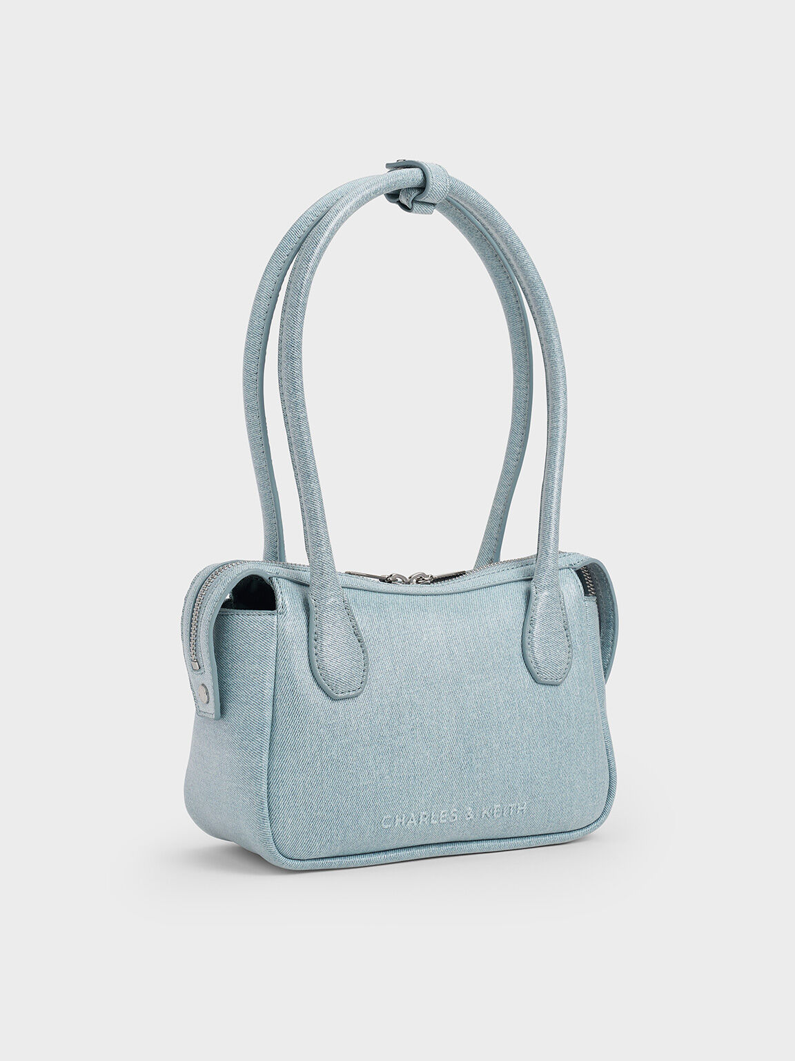 Bolso de asa superior alargada Bosie en denim, Azul mezclilla, hi-res