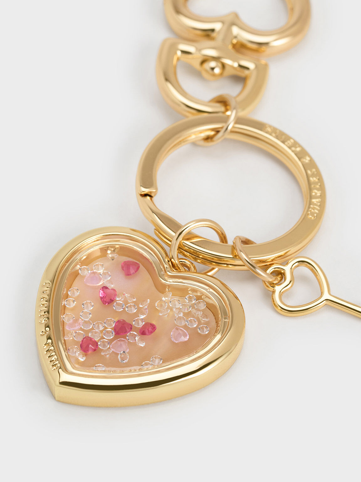 Gold Heart Lock Crystal Keychain - CHARLES & KEITH DE