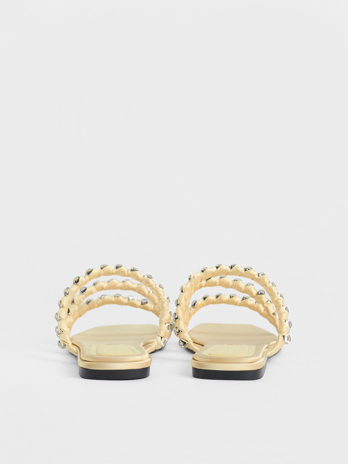 Goldie Recycled Polyester Gem-Encrusted Slide Sandals, Yellow, hi-res