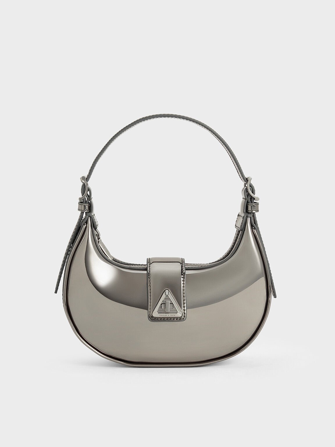 Trice Metallic Accent Belted Shoulder Bag, Pewter, hi-res