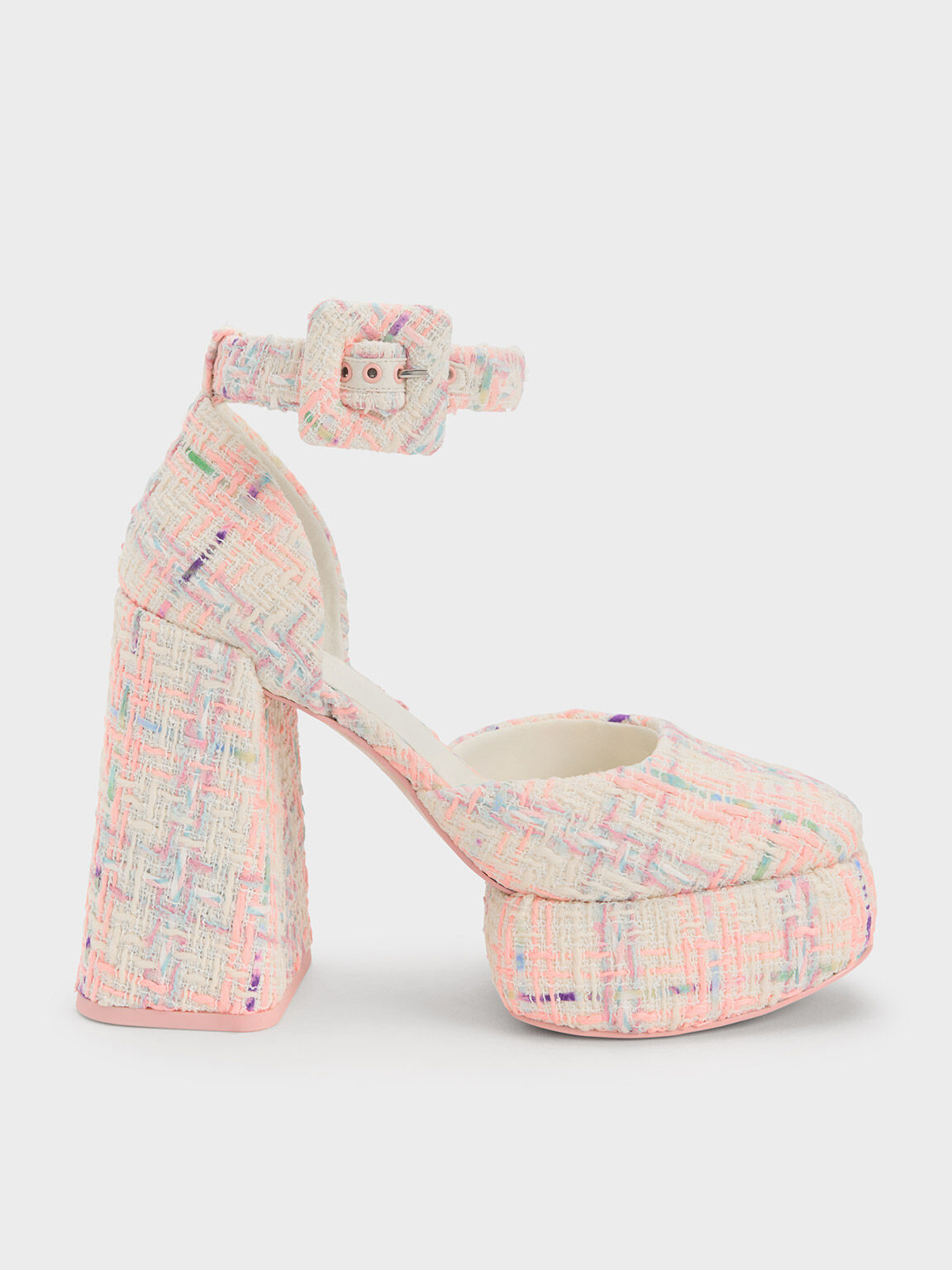 Multicoloured Sinead Tweed Buckled D'Orsay Platform Pumps - CHARLES & KEITH  US