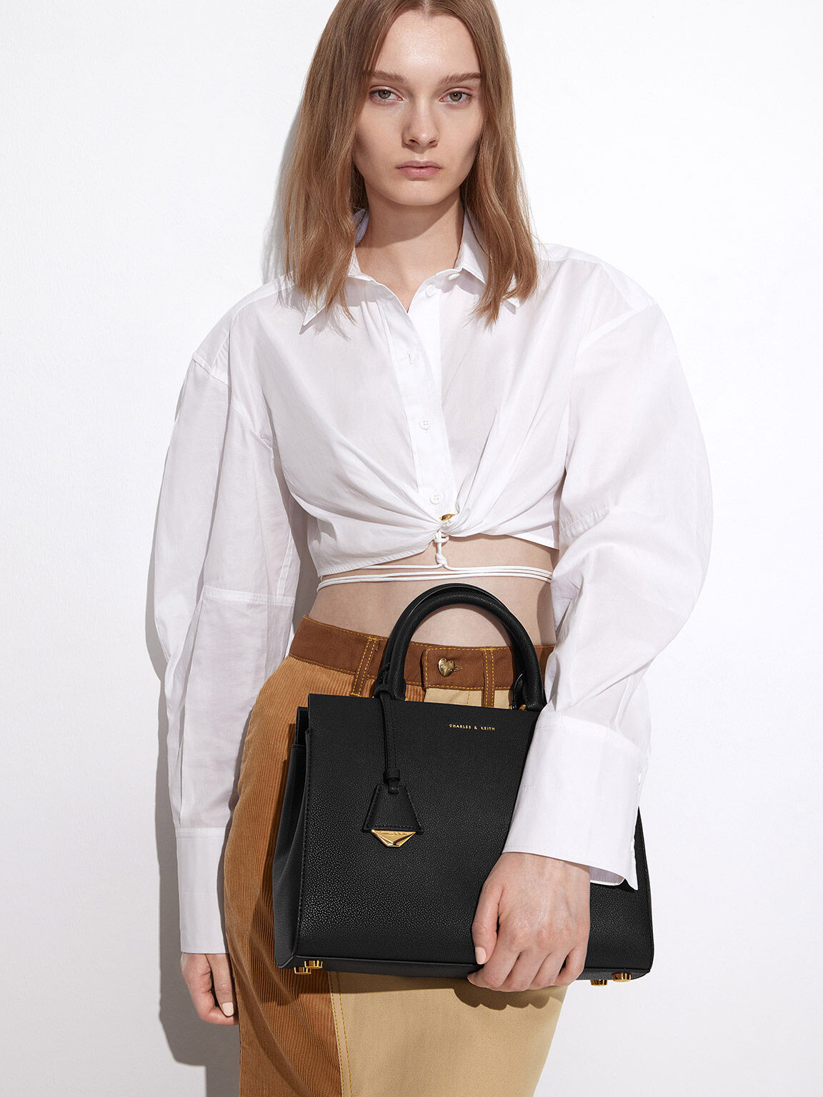 Black Mirabelle Structured Handbag - CHARLES & KEITH MT