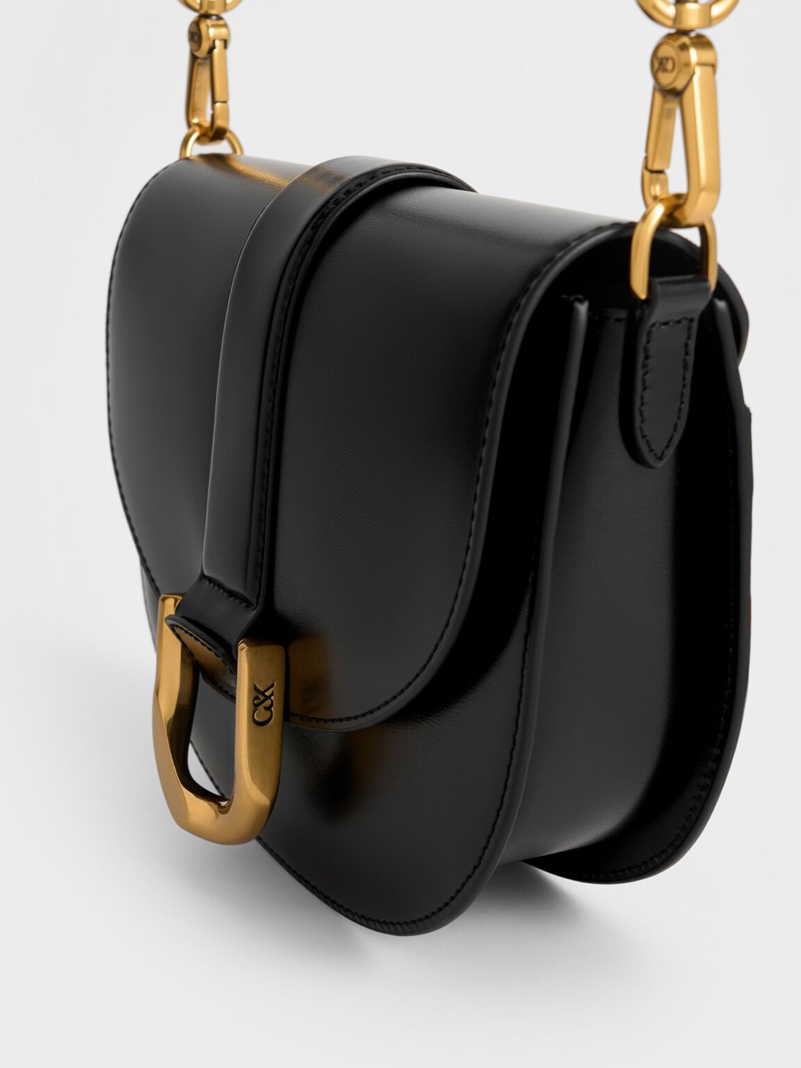 Sac Gabine en cuir, Noir, hi-res