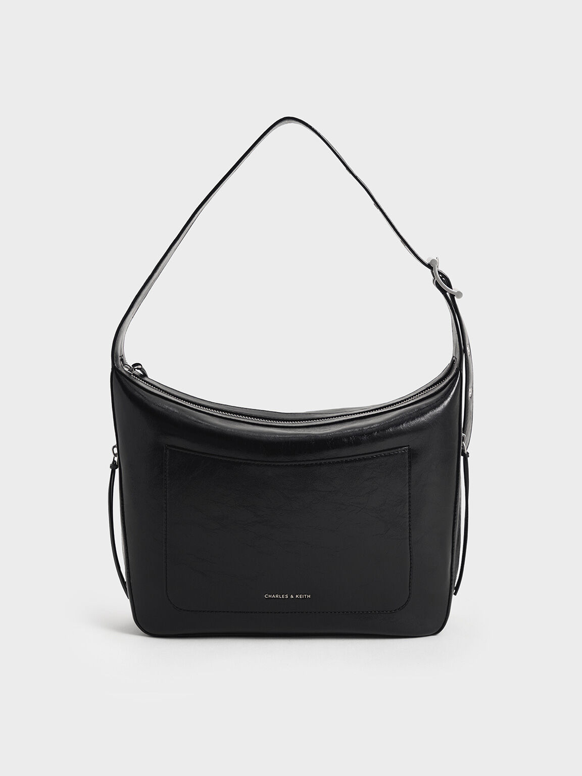 Sac hobo allongé Xylia, Noir, hi-res