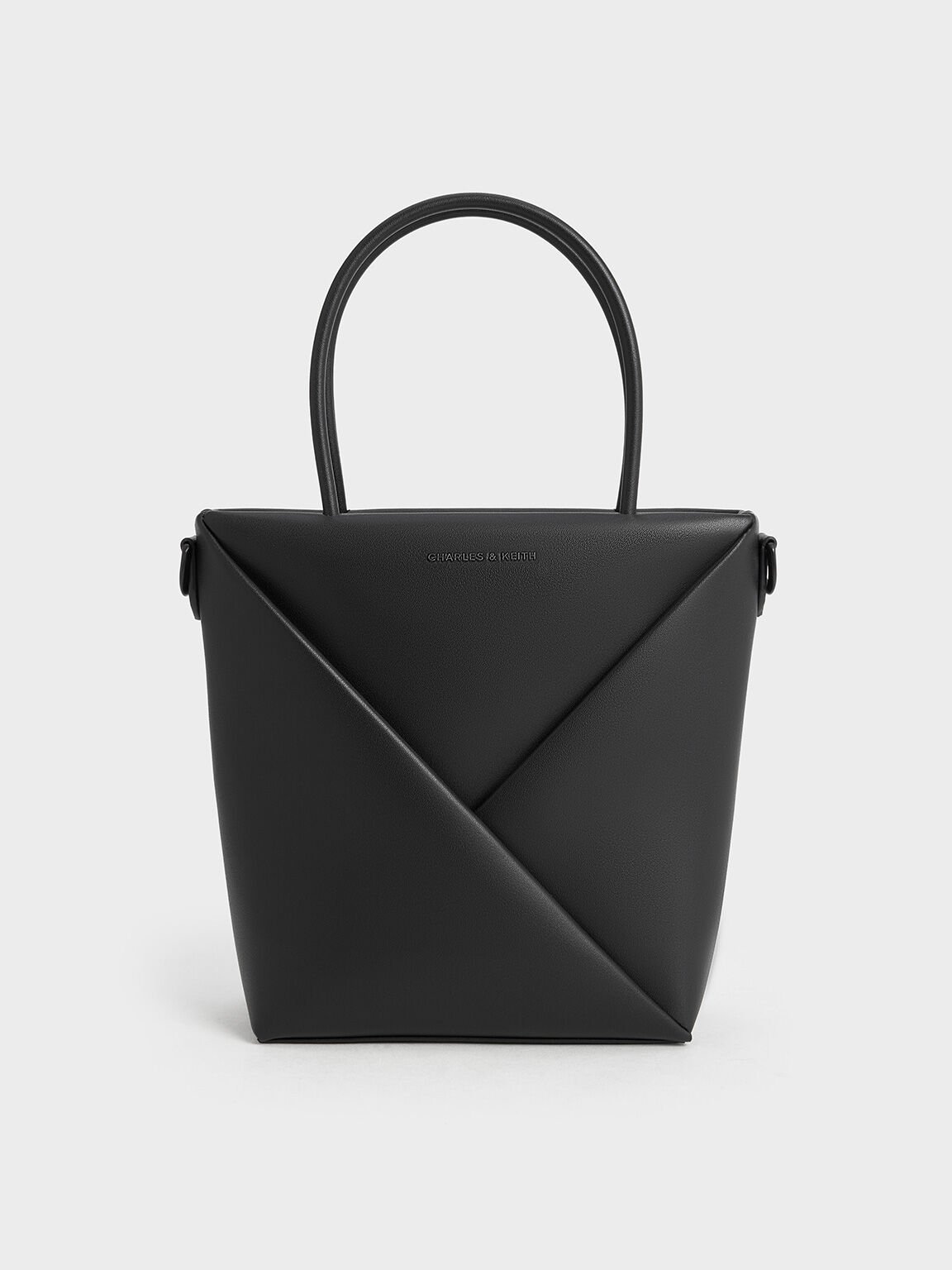 Bolso tote geométrico Midori alargado, negro azabache, hi-res