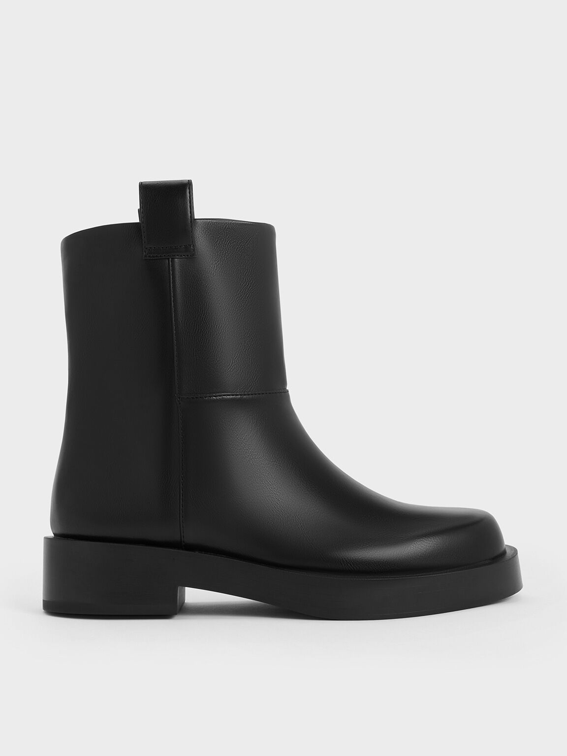 Double Pull-Tab Ankle Boots, Black, hi-res
