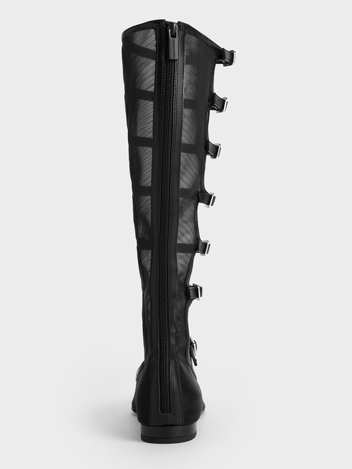 Bailarinas tipo gladiador Lyric de malla con punta afilada, Negro texturizado, hi-res
