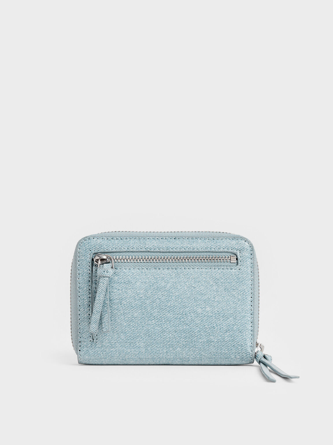 Cartera Xylia de denim con cremallera, Azul mezclilla, hi-res