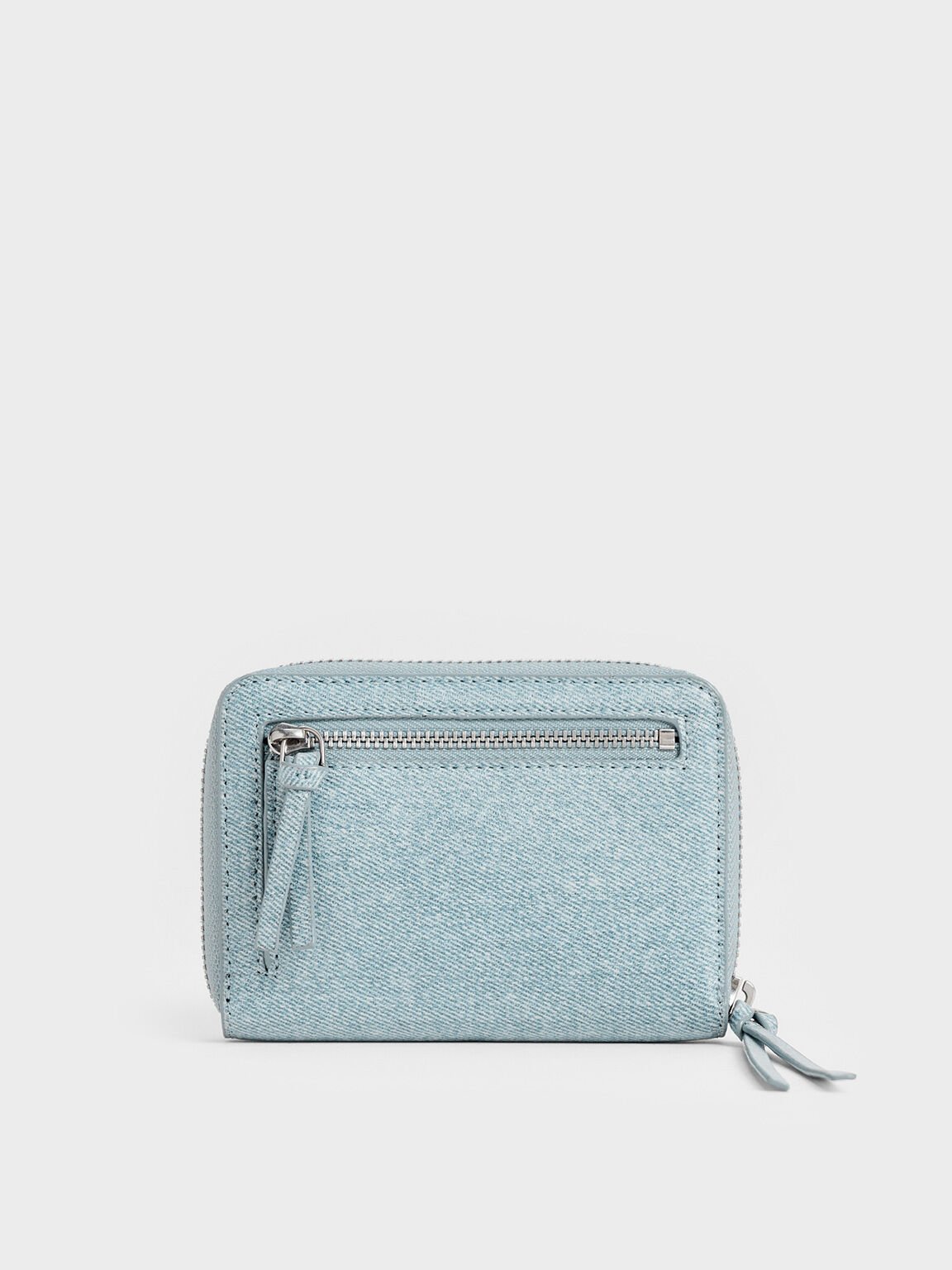 Cartera Xylia de denim con cremallera, Azul mezclilla, hi-res