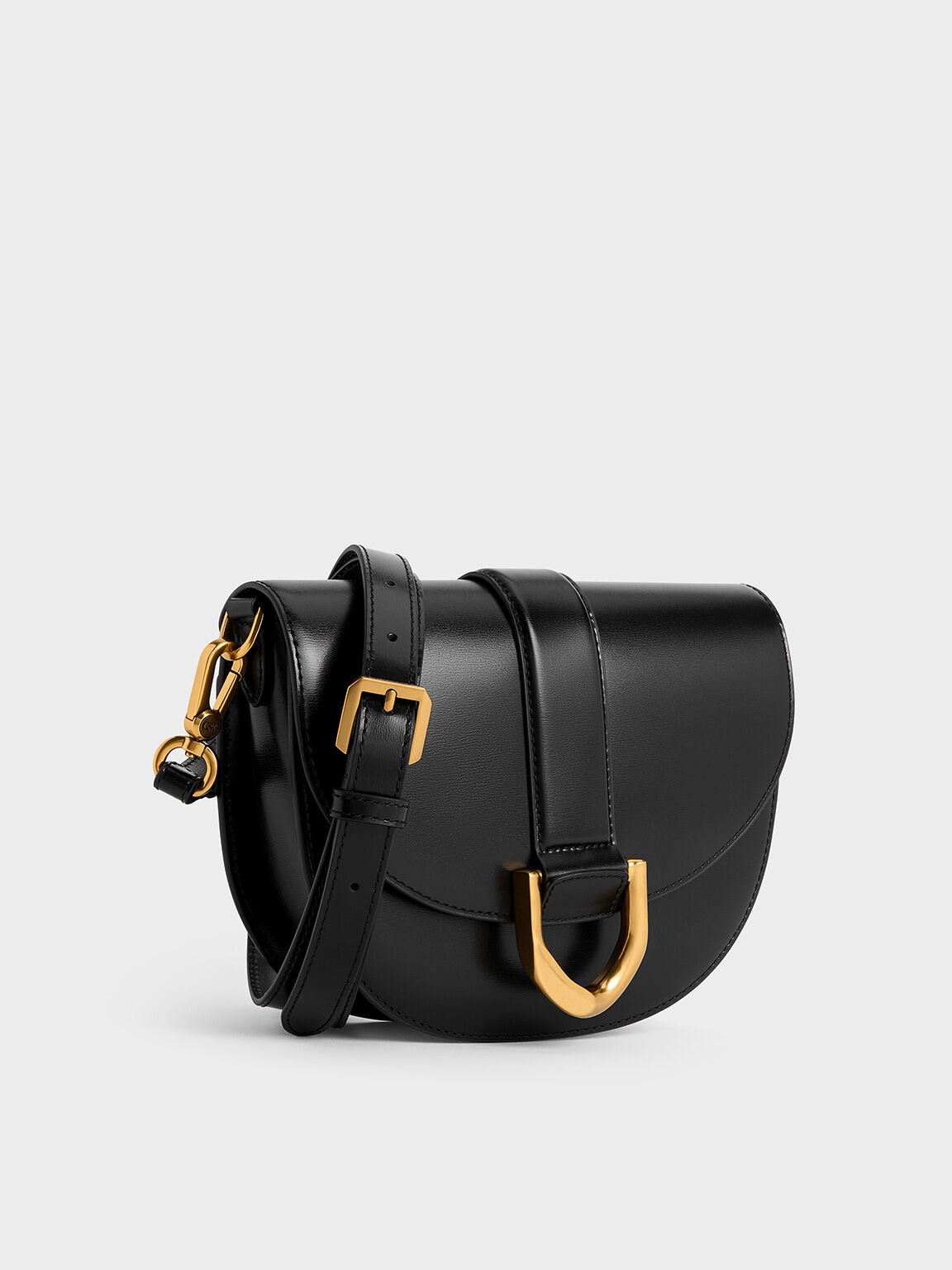 Sac Gabine en cuir, Noir, hi-res