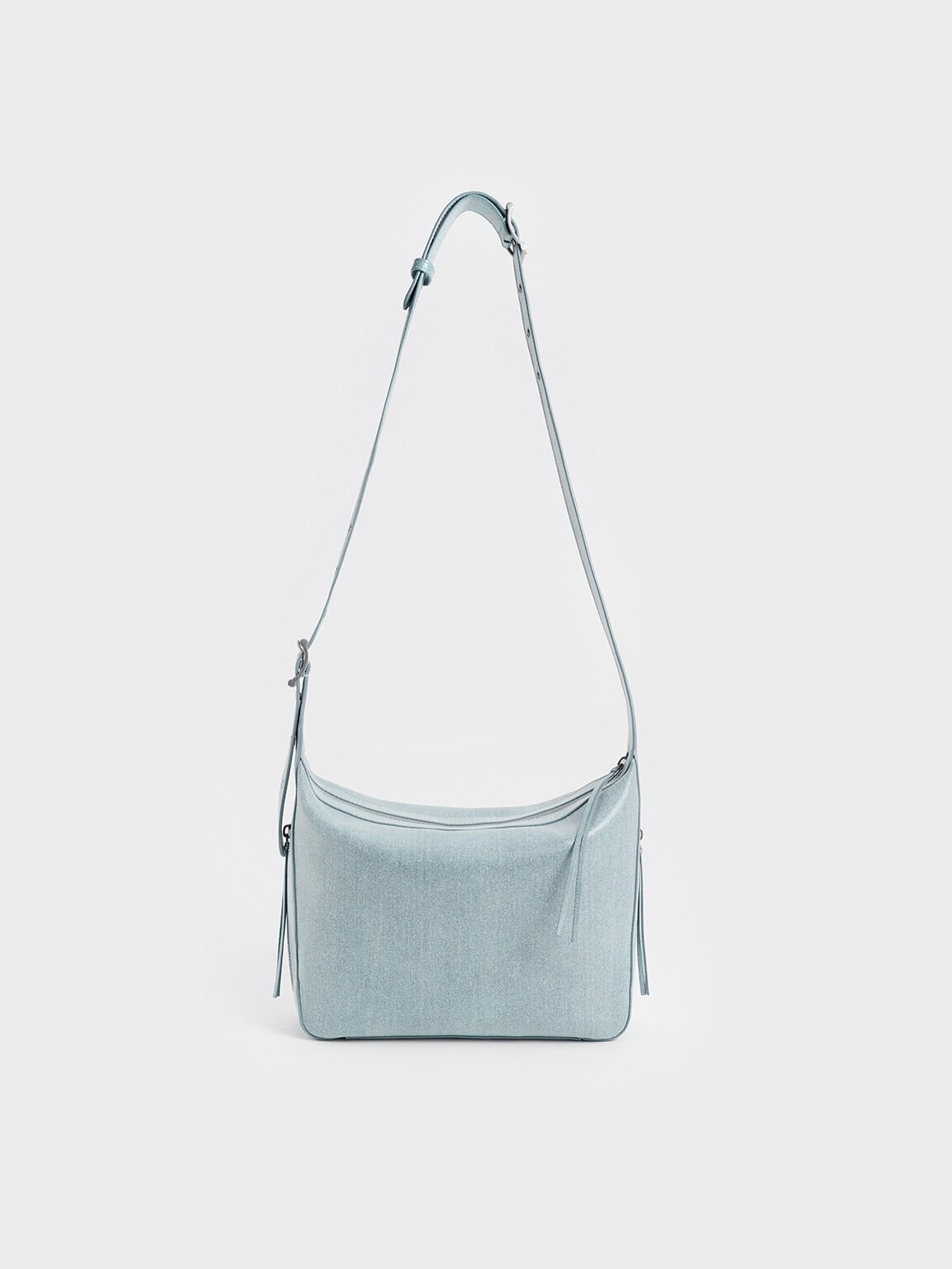 Sac porté épaule allongé en denim Xylia, Bleu Denim, hi-res