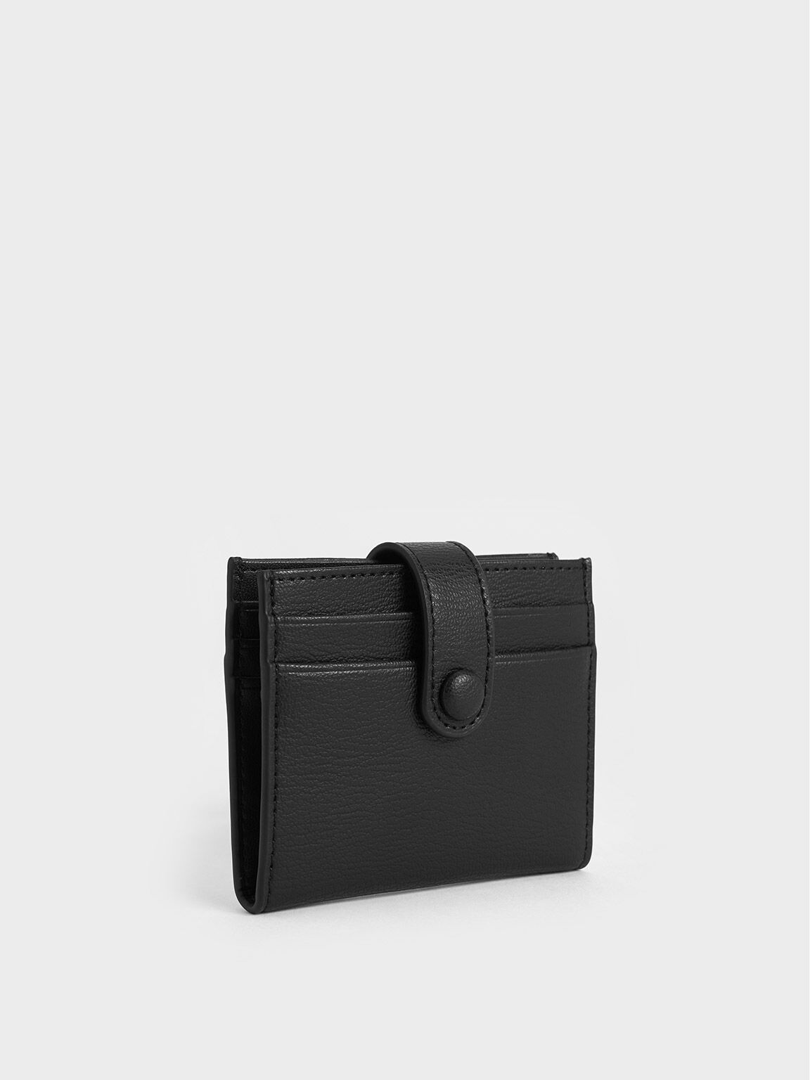 Snap Button Card Holder, Noir, hi-res