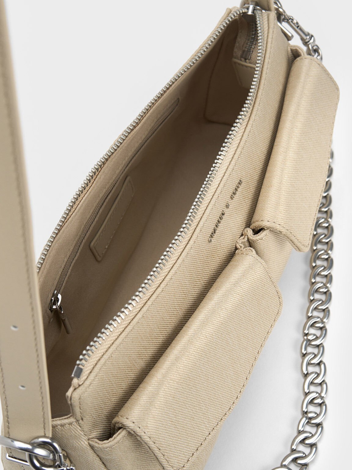 Double Pouch Shoulder Bag, Beige, hi-res