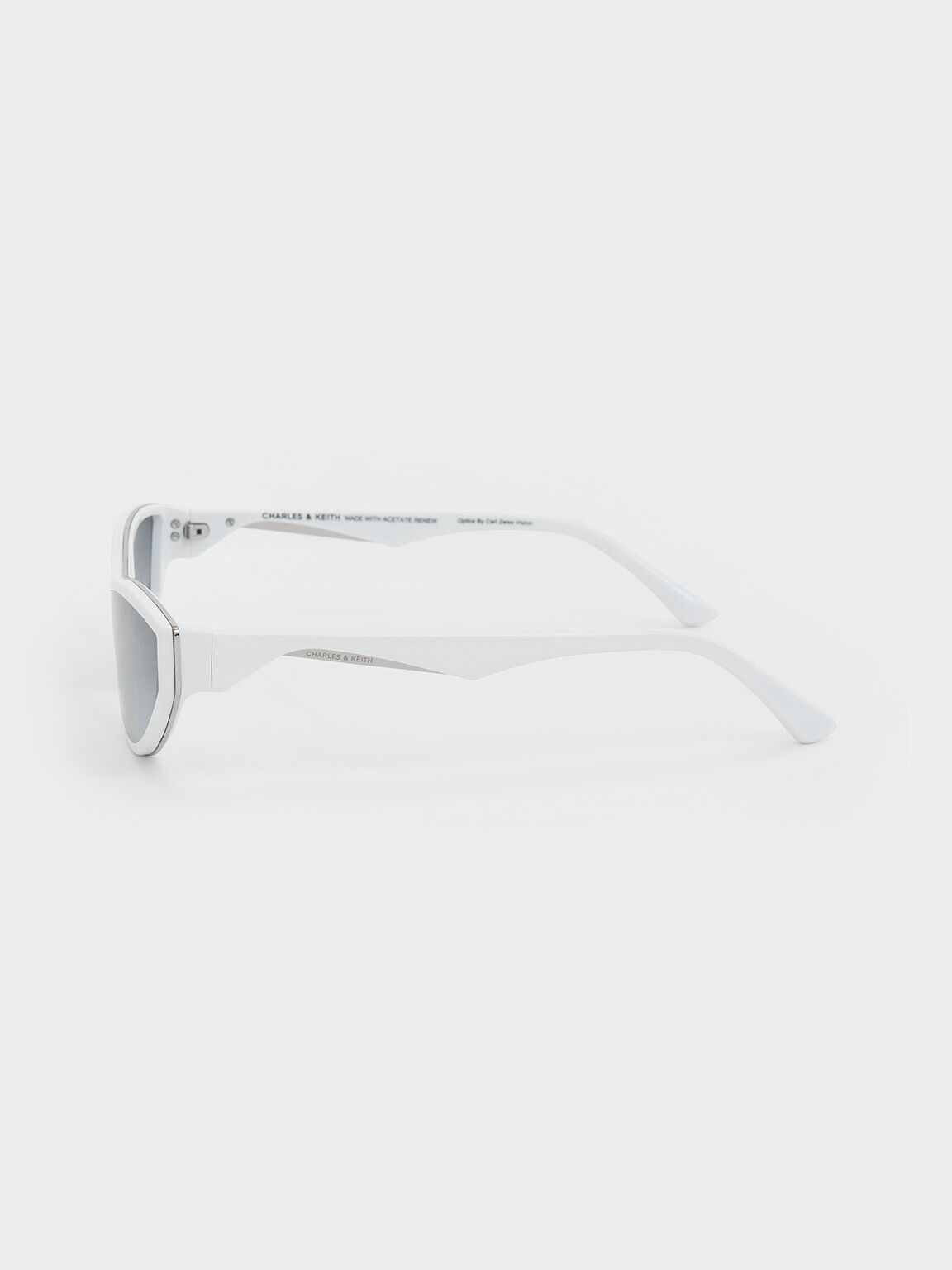 Gafas de sol de acetato reciclado con montura angular, Blanco, hi-res