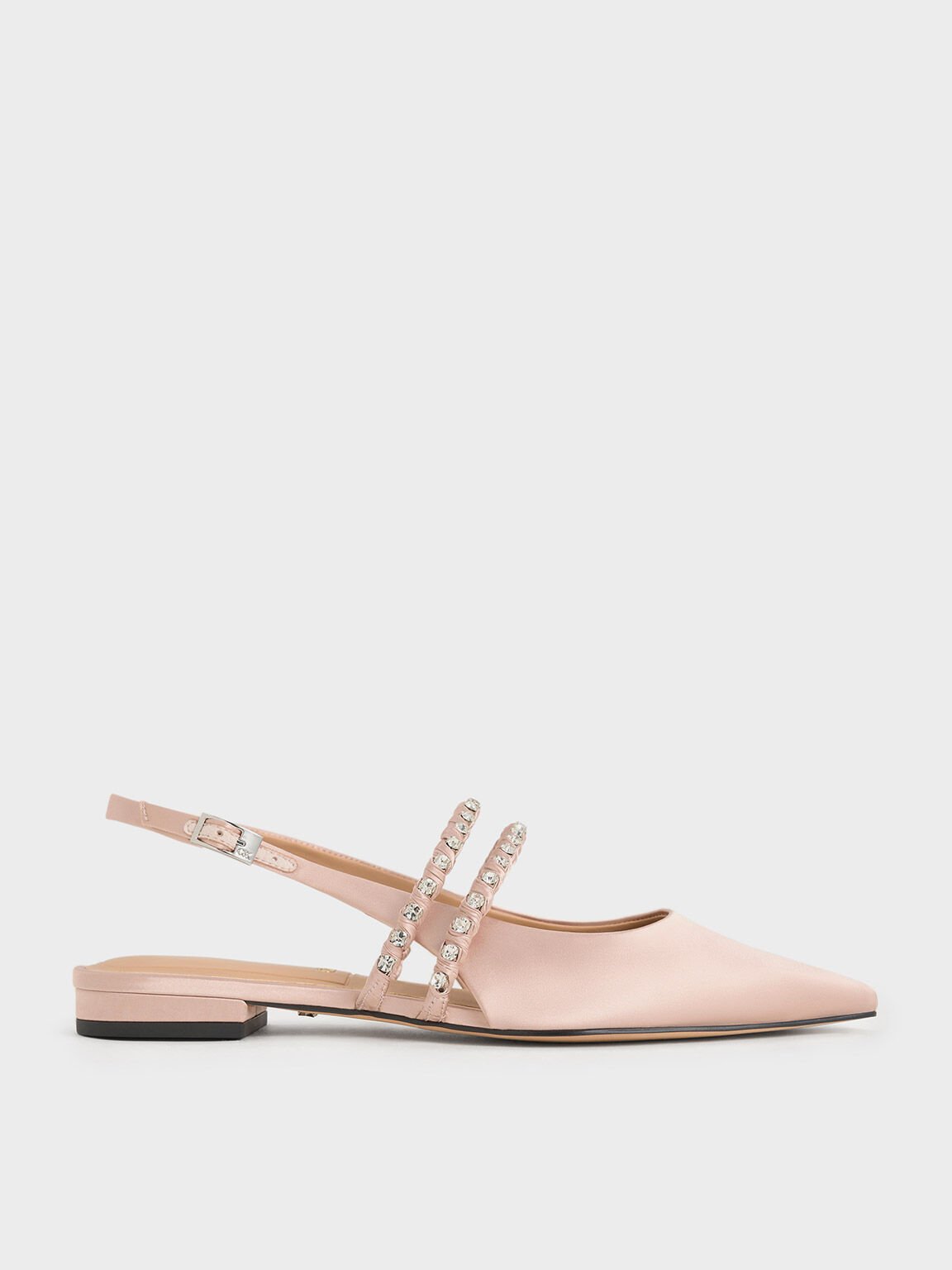 Goldie Recycled Polyester Gem-Encrusted Mary Jane Flats, Light Pink, hi-res