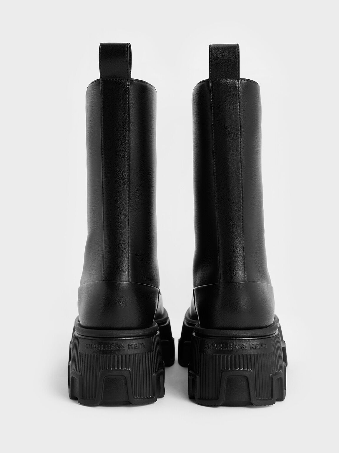 Zip-Up Platform Calf Boots, Black, hi-res