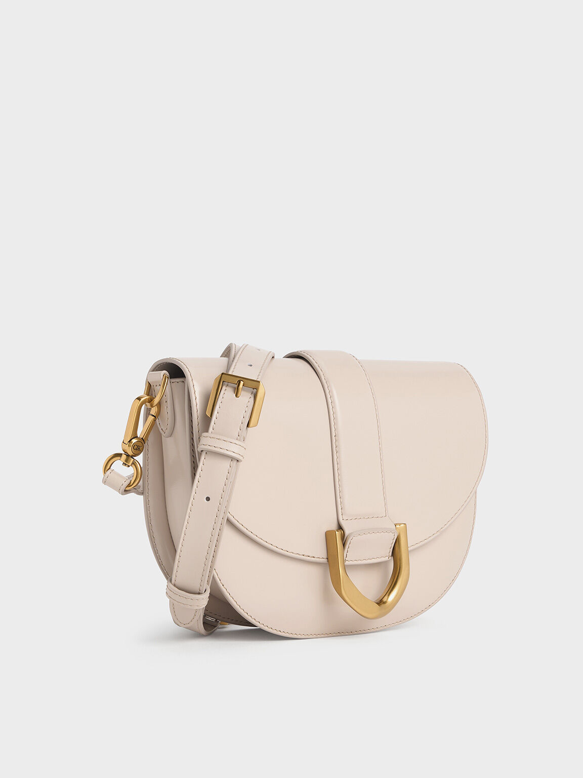 Bolso saddle Gabine de cuero, Oat, hi-res