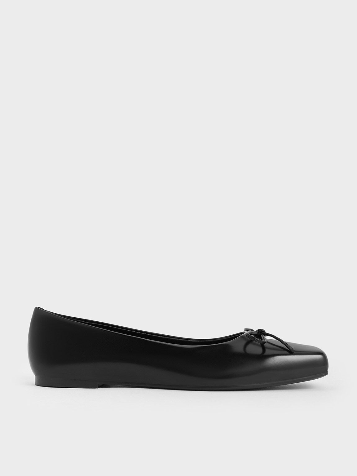 Square-Toe Bow Ballet Flats, Black Box, hi-res