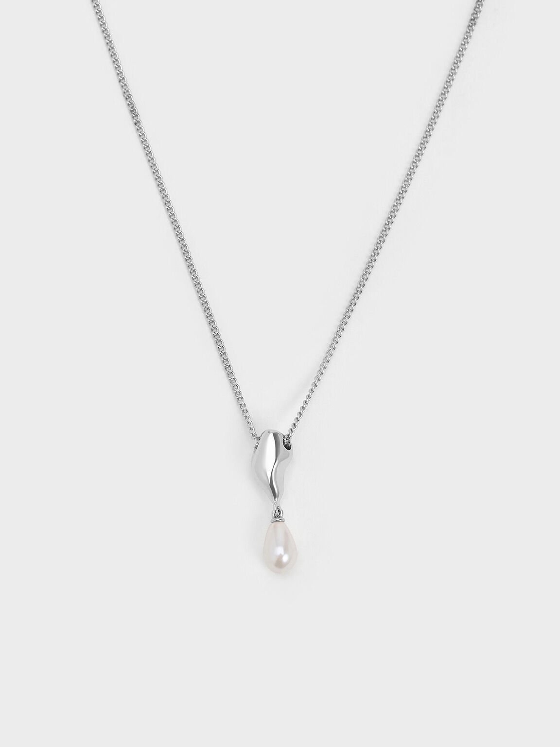 Collier goutte à perle Corrine, Argent, hi-res