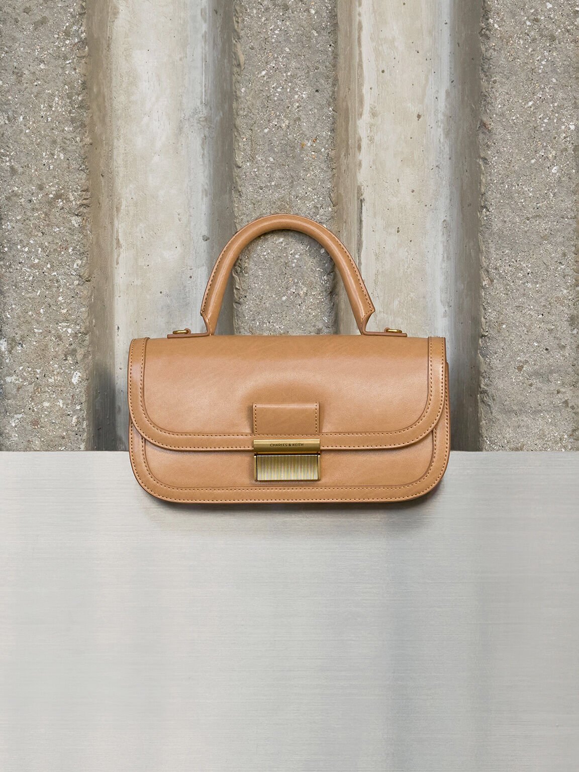 Charlot Elongated Top Handle Bag, Toffee, hi-res