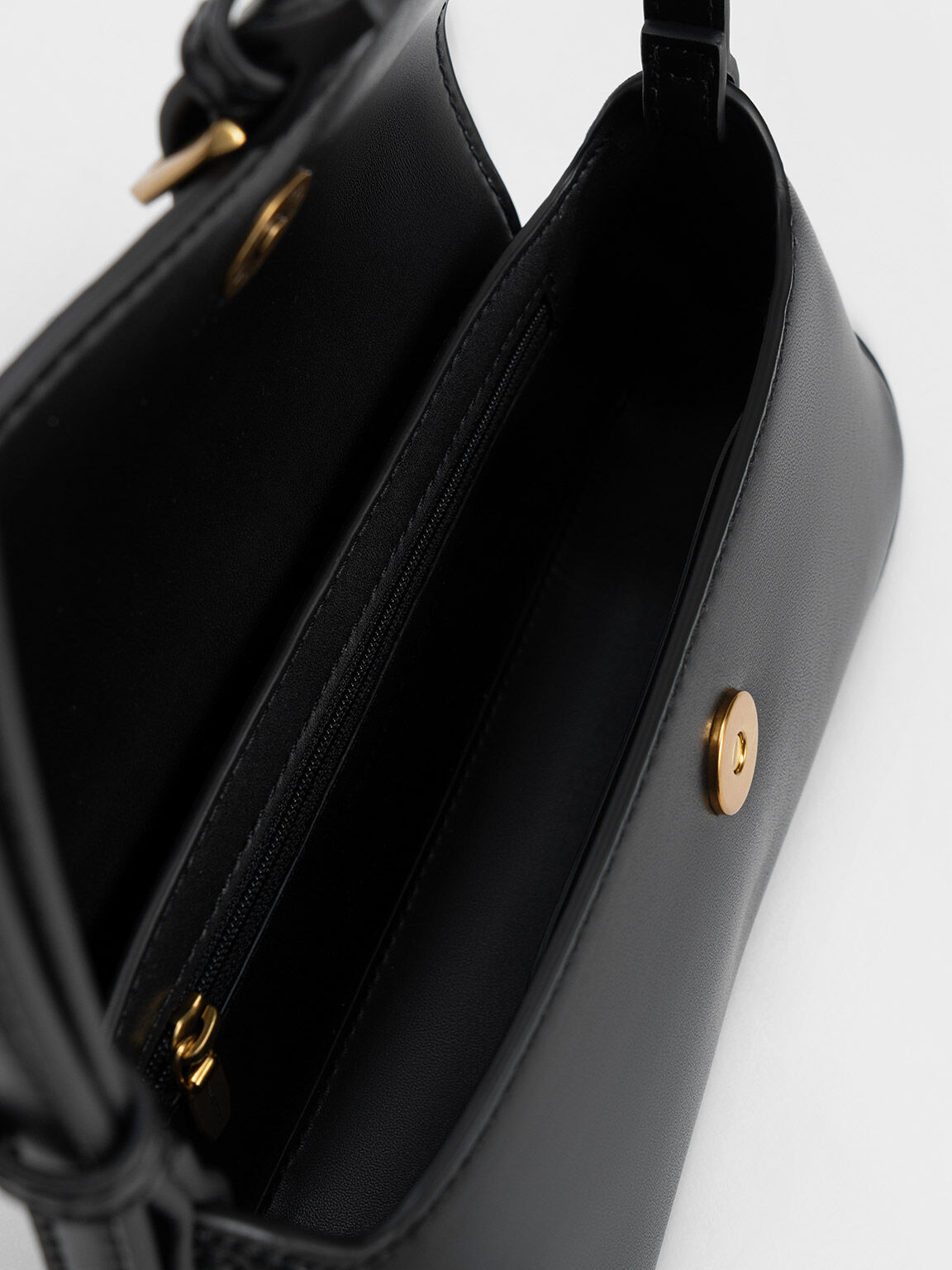 Black Annelise Double Belted Shoulder Bag - CHARLES & KEITH FR