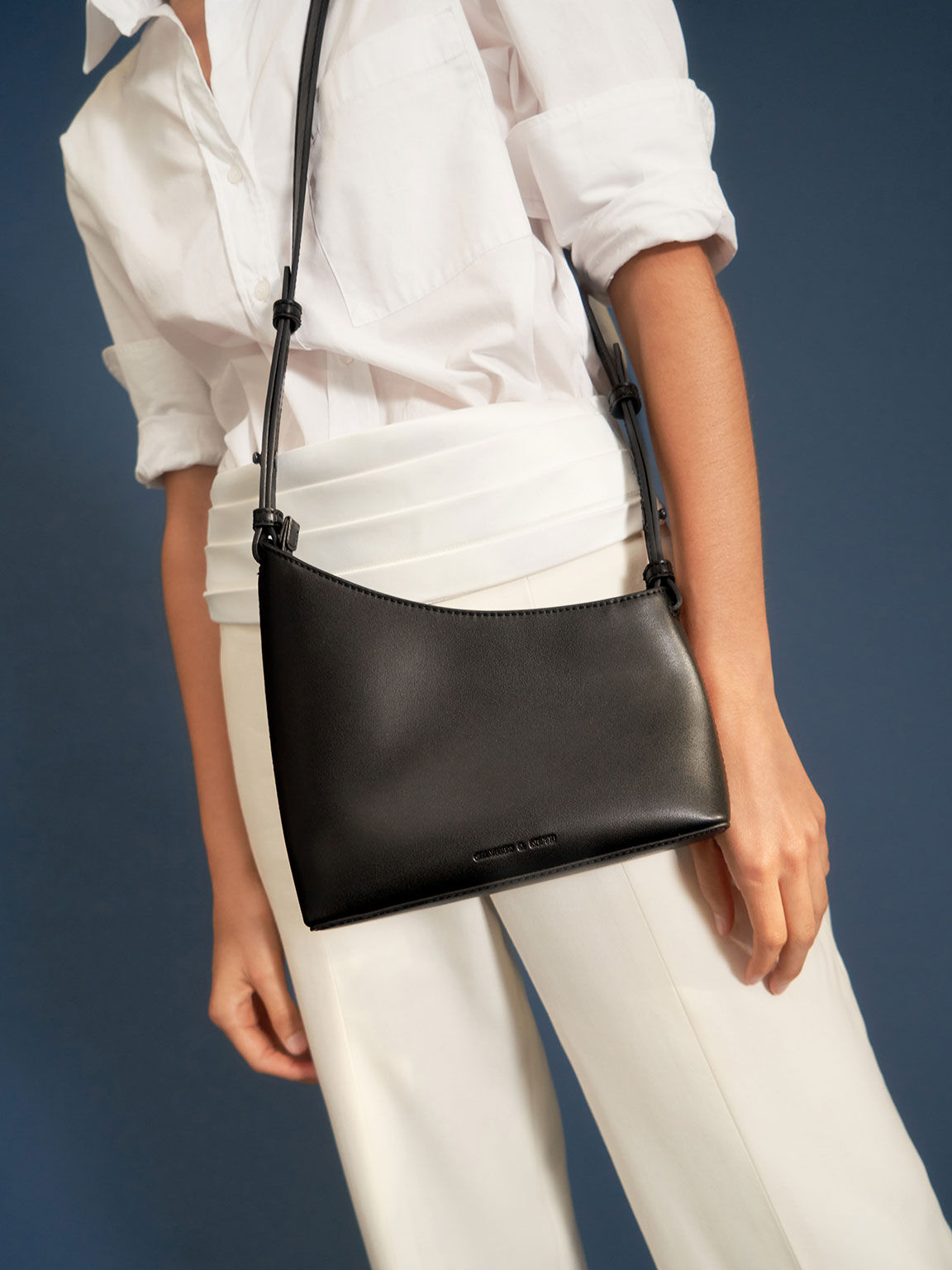 Black Asymmetrical Shoulder Bag - CHARLES & KEITH FI