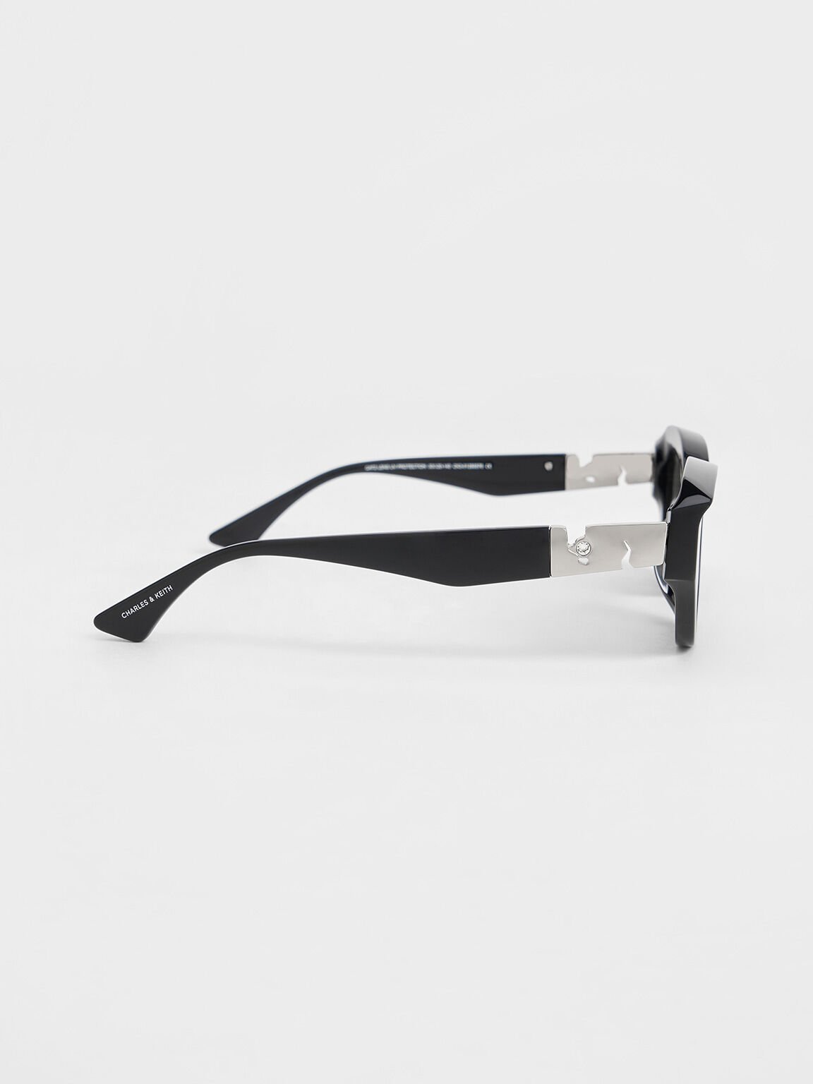 Recycled Acetate Sculptural Cat-Eye Sunglasses, Noir, hi-res