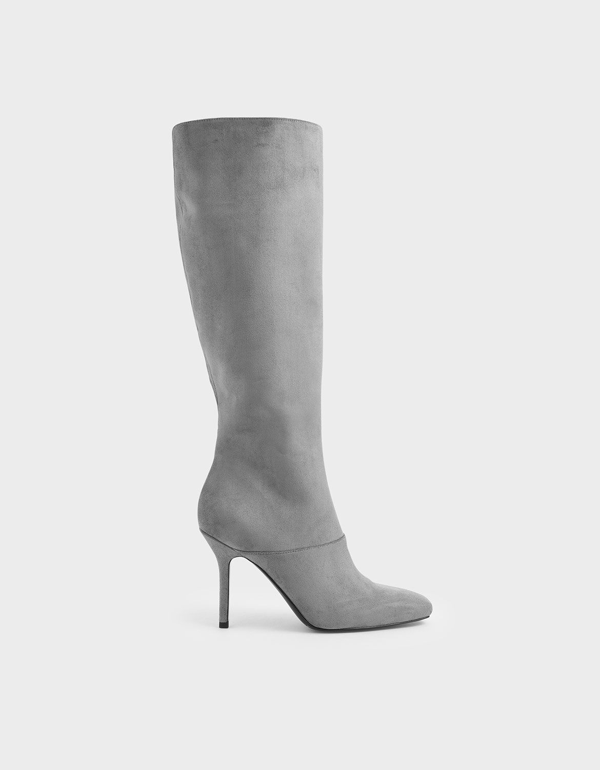 Grey Textured Knee High Boots | CHARLES 