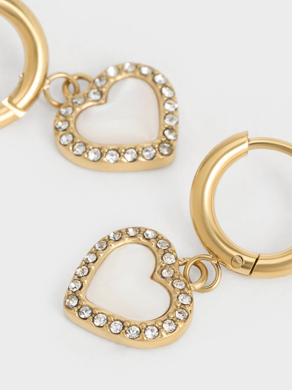 Annalise Crystal Heart-Stone Hoop Earrings, Brush Gold, hi-res