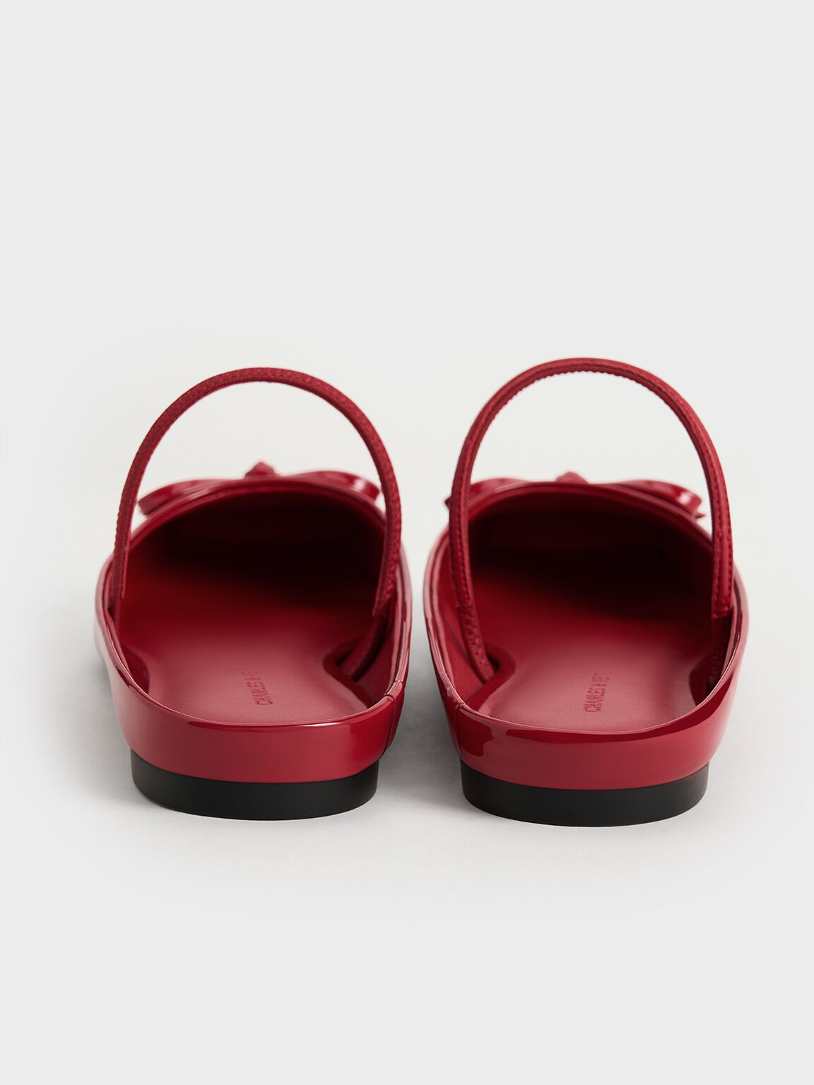 Bow Square-Toe Ballet Mules, Red, hi-res
