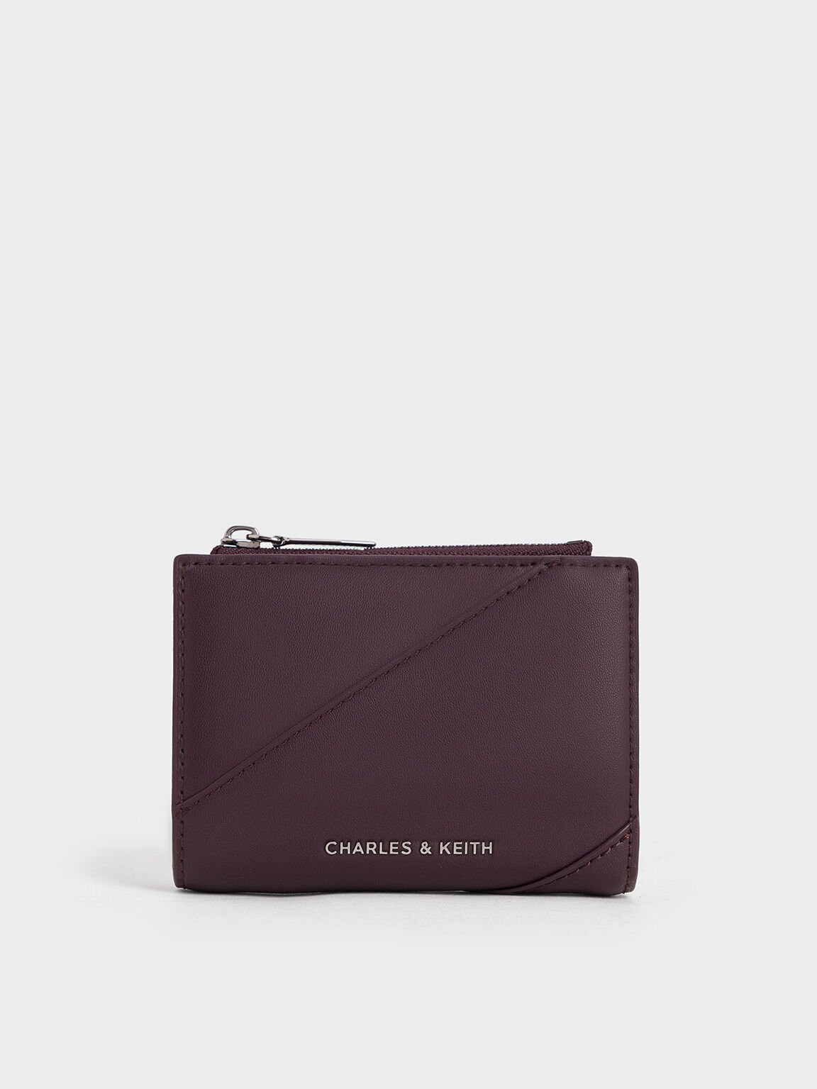 Cartera trin con bordes de punto, Plum, hi-res