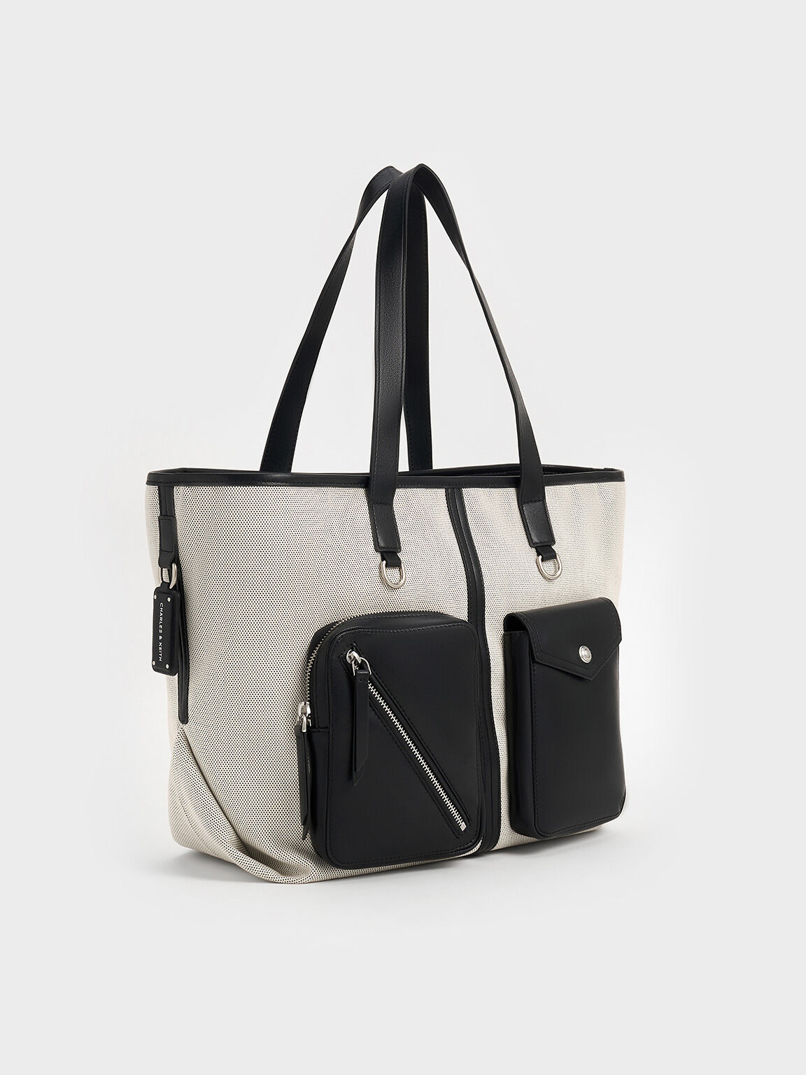 Sac cabas multi-poches Thora en toile, Multicolore, hi-res