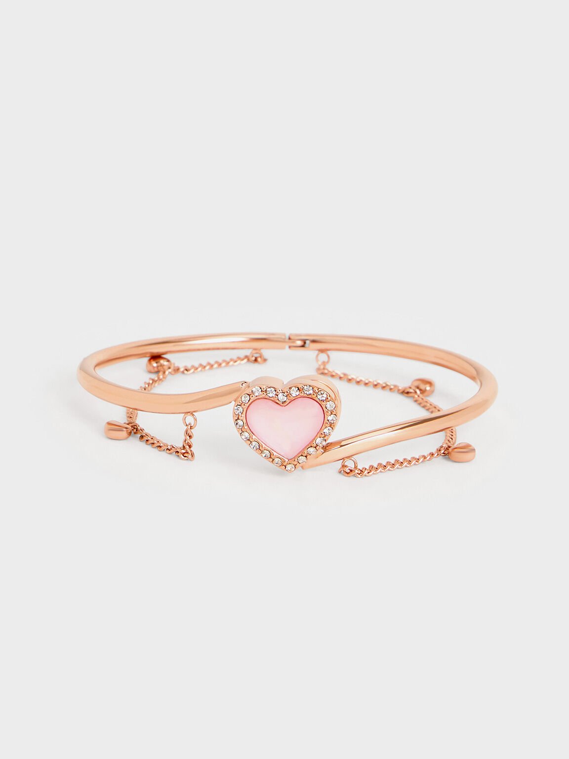 Bracelet à maillons et cristal en forme de coeur Annalise, Or Rose, hi-res