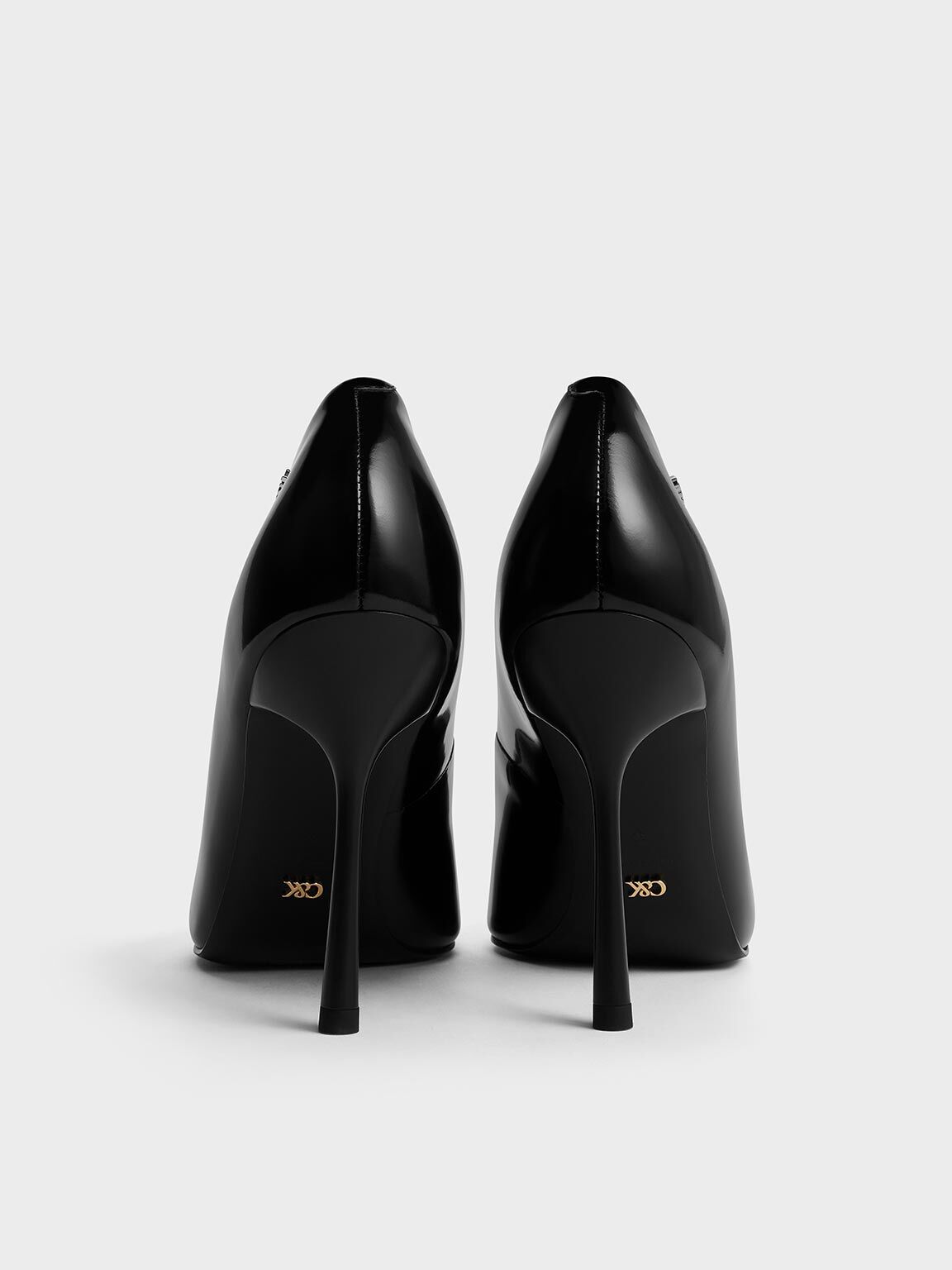 Kyra Leather Pointed-Toe Pumps, Black Box, hi-res